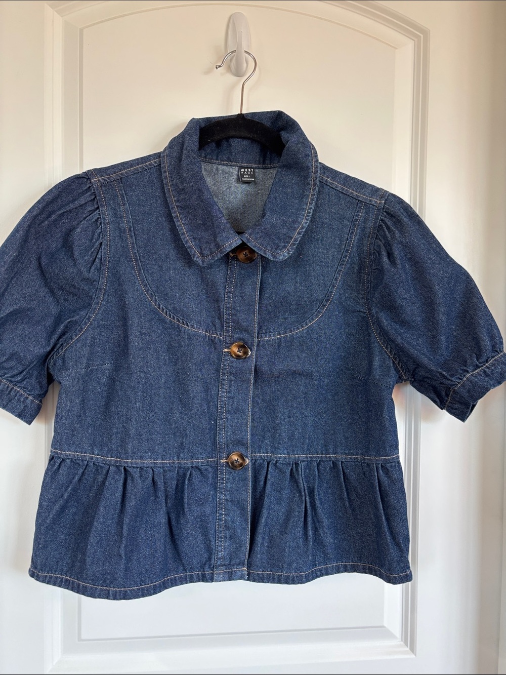 Girls ' Denim Peplum Jacket - Navy Blue